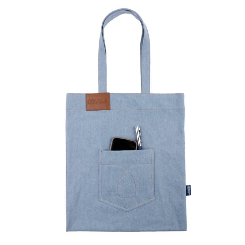 B41-Recycled Denim Shopping Bag for Chic Sustainability