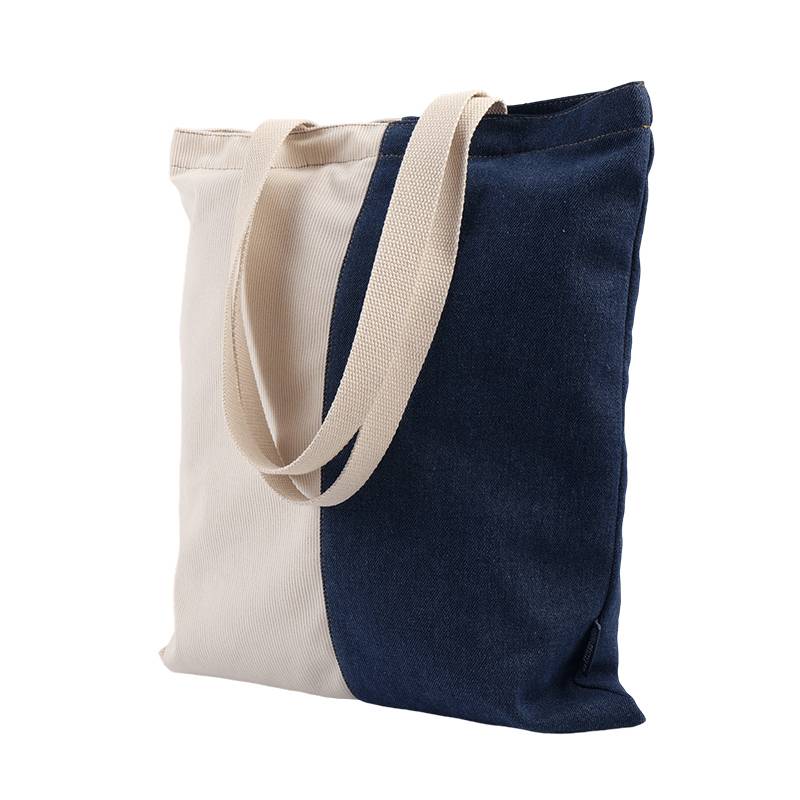 B90-Linen-pleated recycled denim handbag