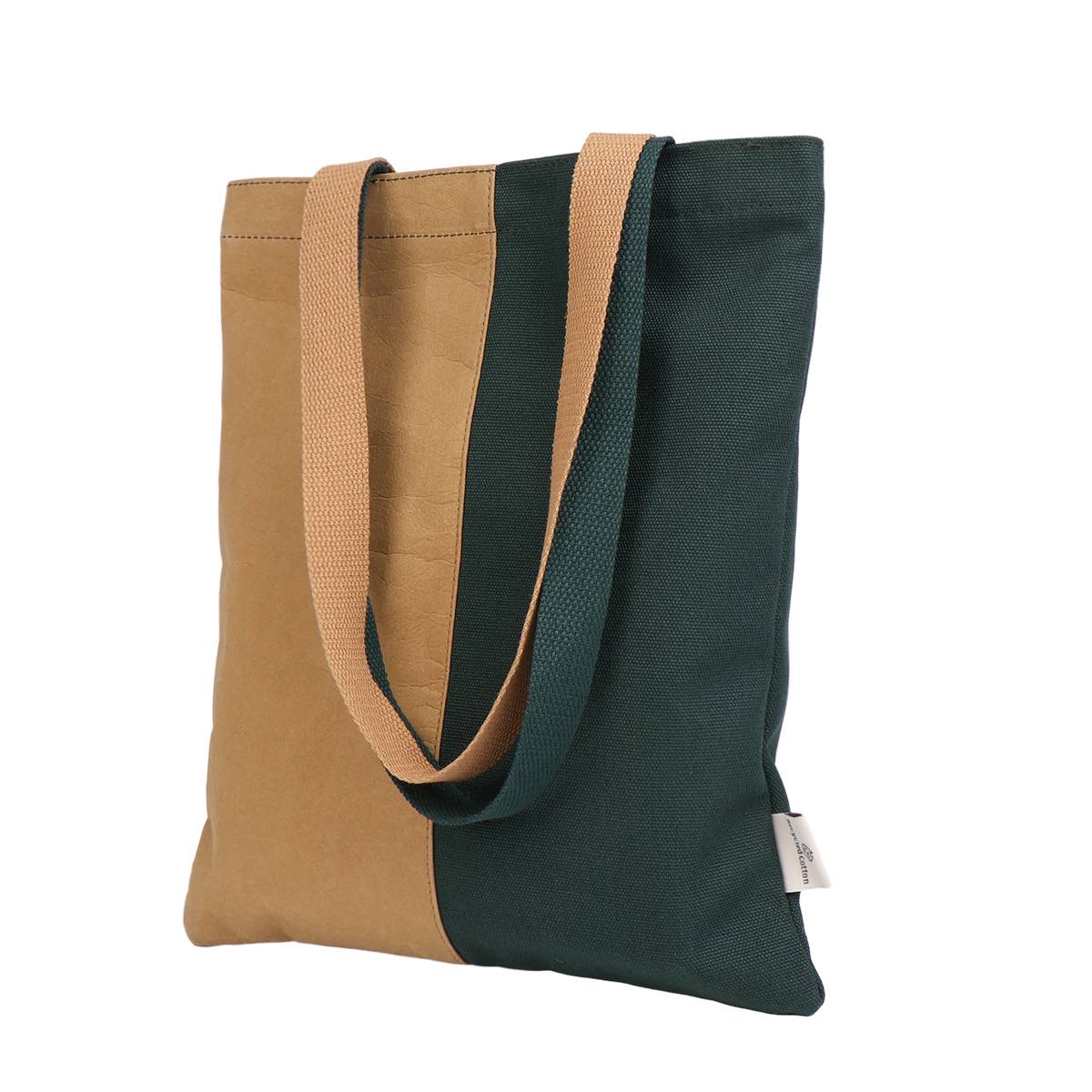 B113-Recycled Cotton & Washed Kraft Paper Tote Bag